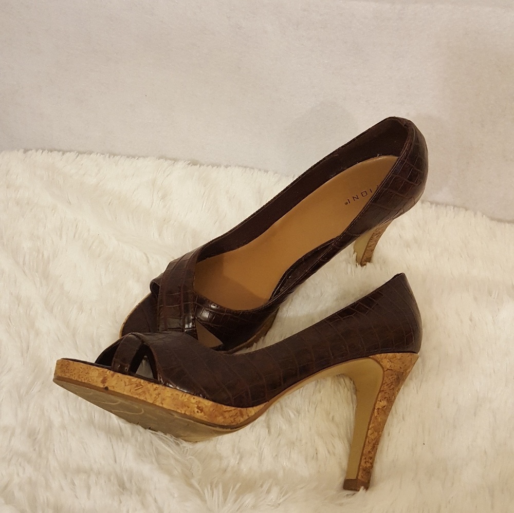Brown Open Toe Heels